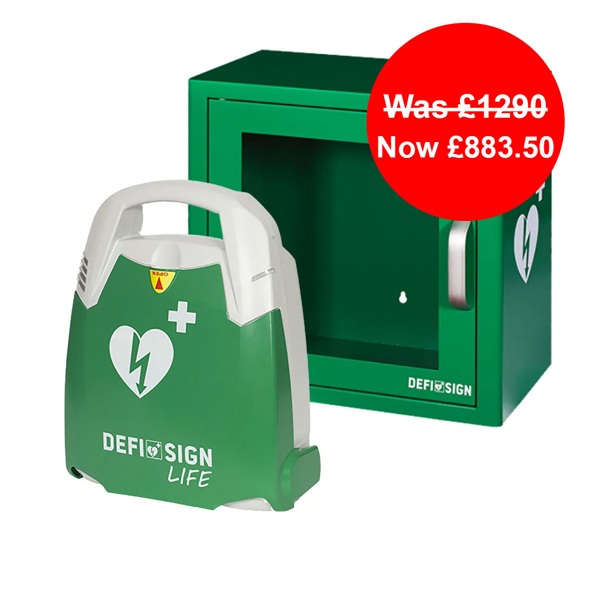 DefiSign Life Fully Automatic Defibrillator and Cabinet Bundle