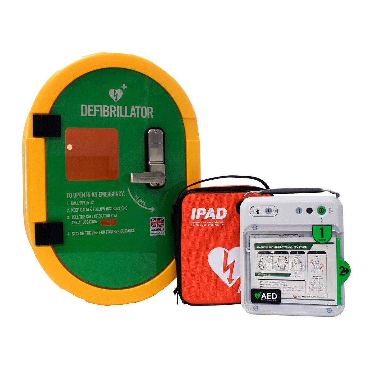 Defibsafe 2 Unlocked Cabinet and NFK200 Semi-Automatic AED Bundle