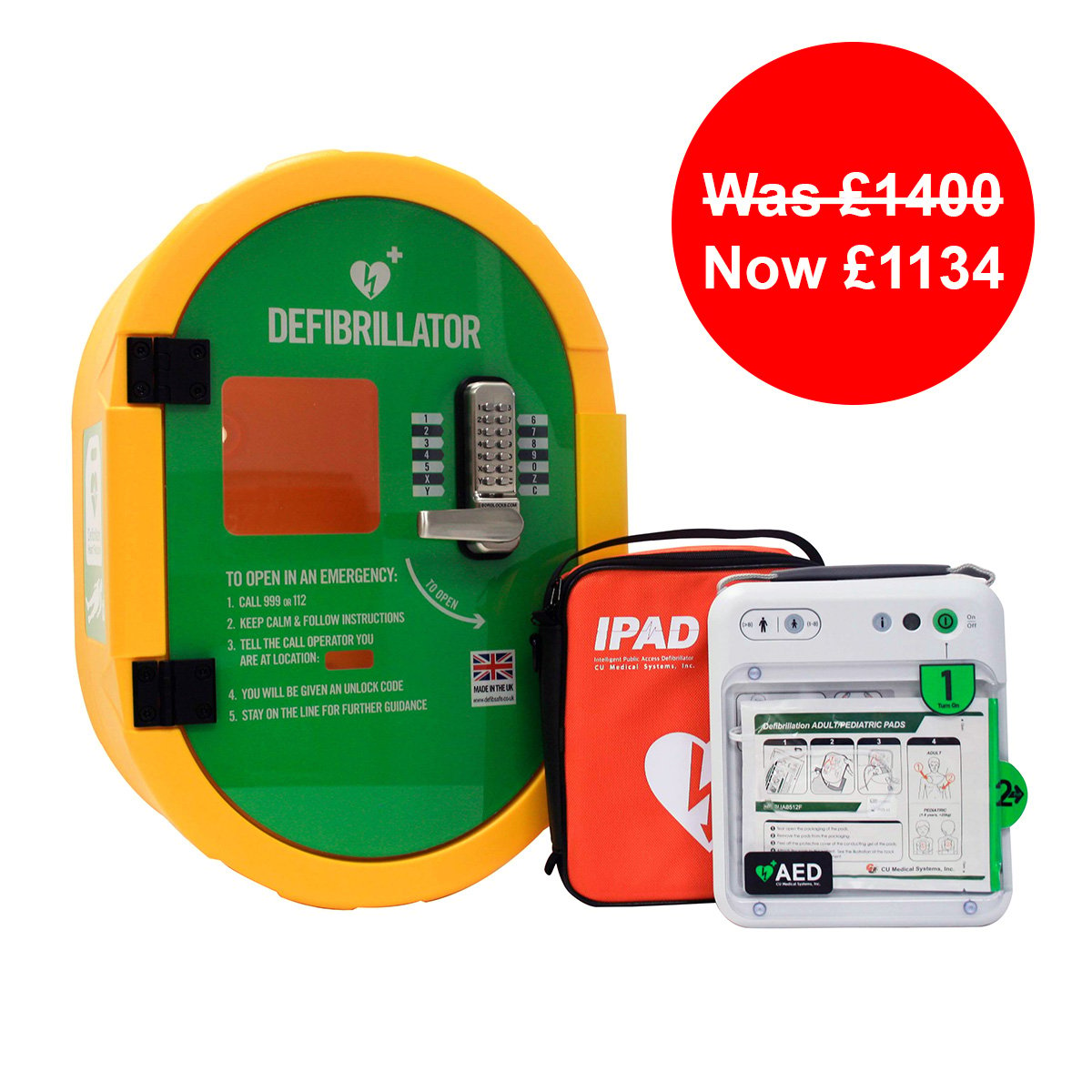 Defibsafe 2 Locked Cabinet and NFK200 Semi-Automatic AED Bundle