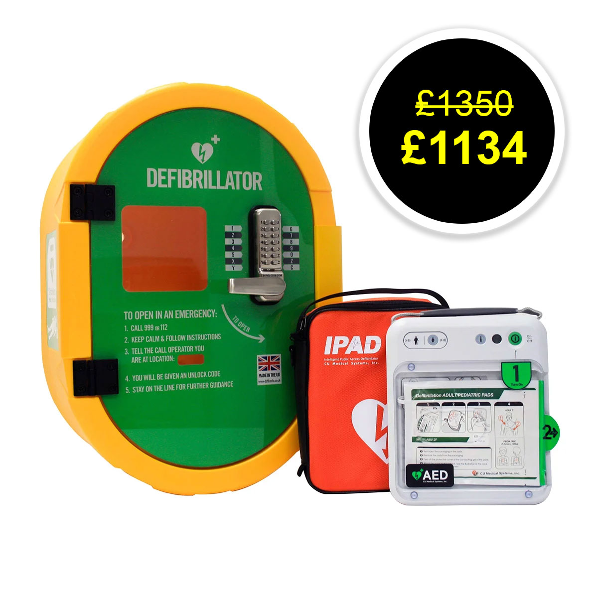 Defibsafe 2 Locked Cabinet and NFK200 Semi-Automatic AED Bundle