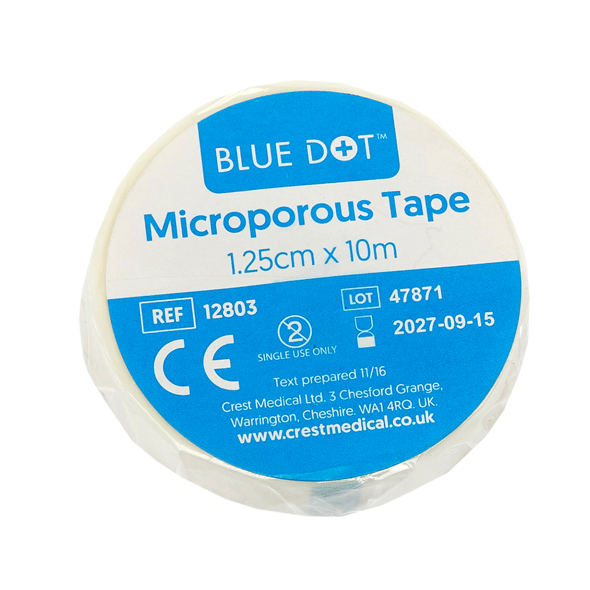 Blue Dot Microporous Tape 1.25cm x 10m